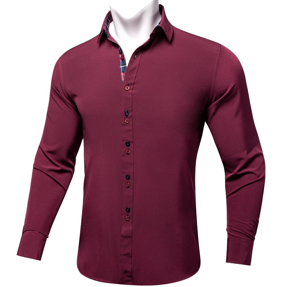 Men Shirt Solid Pink Dress Shirt Long Sleeve Slim Fit Business Camisa Masculina Casual Male Hawaiian Shirts
