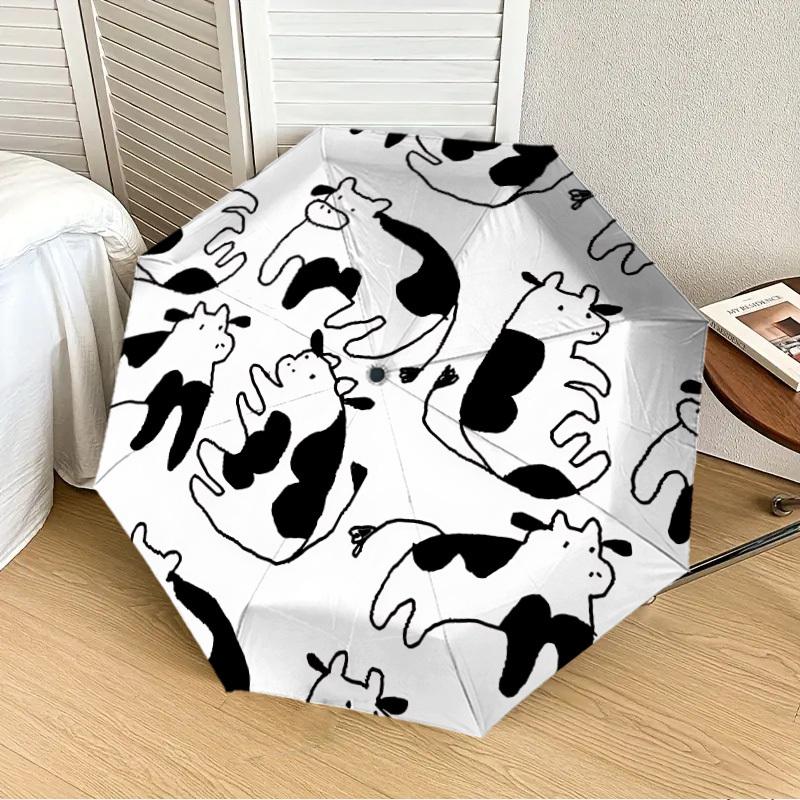 1pc Cow Print Automatic Open/Close Umbrella, Formal Events - Ideal Gift for Family or Friends, Outdoor Accessory yy251211148