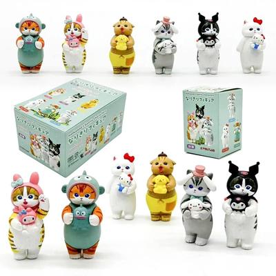 Кошки Мофусанд в одежде персонажей Sanrio, держащие кукол, милая фигурка, слепой бокс, My Melody, Kuromi, Cinnamoroll, Hello Kitty