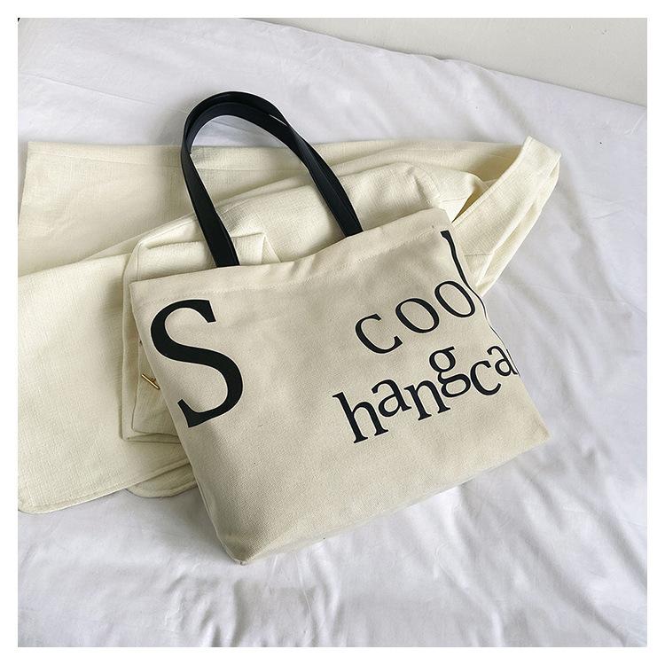 Женская большая вместительная холщовая сумка на плечо, студенческая большая сумка
