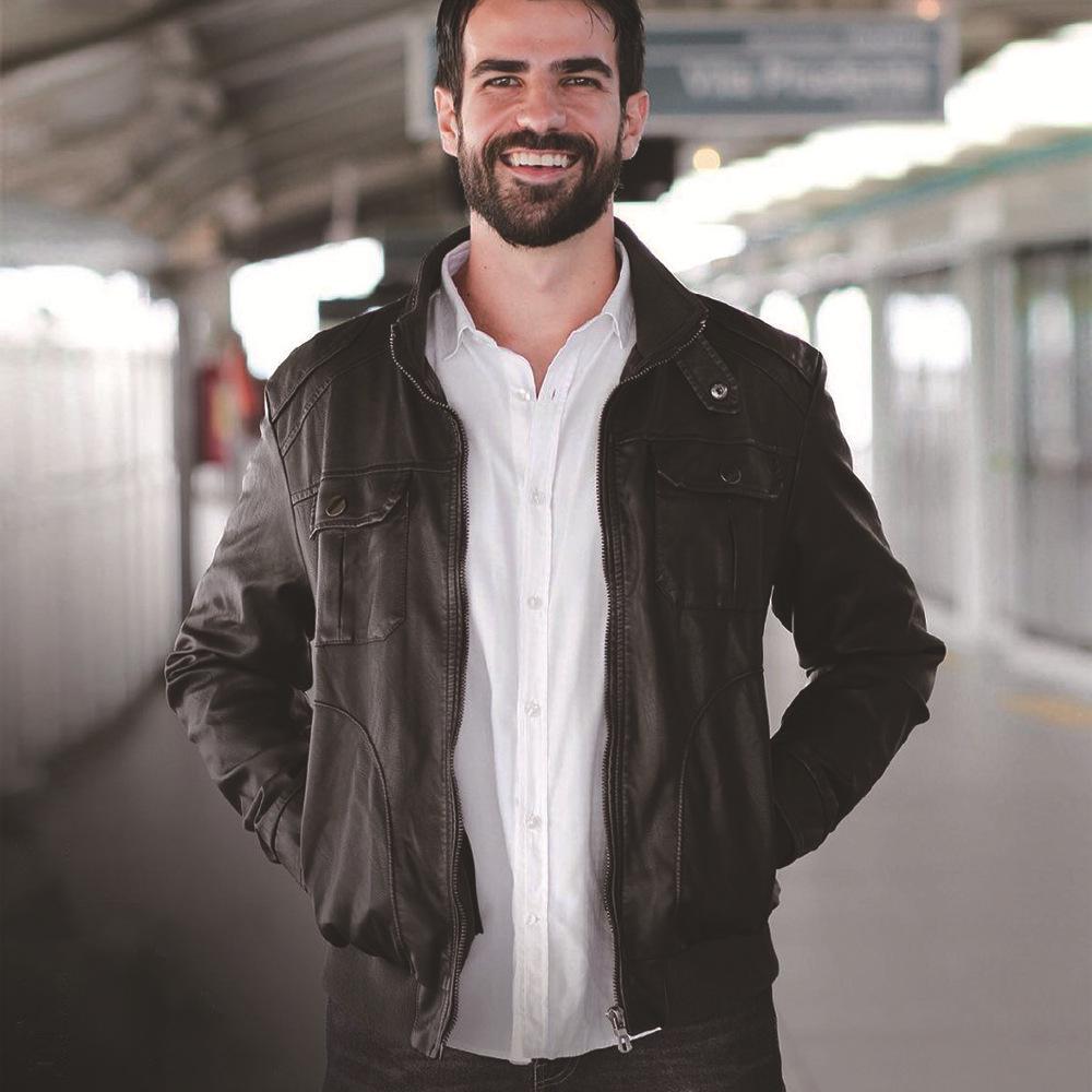 Мужская мотоциклетная куртка из искусственной кожи большого размера со съемным капюшоном и флисовой подкладкой - Европейский и американский тренд