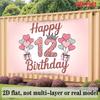 12th Birthday Banner, Glitter Number Backdrop Wall Decor for Party
