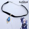 Game Genshin Impact Fontaine Focalors Cosplay Necklace Unisex Water-drop Pendant Choker Jewelry Accessories Gifts
