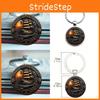 Sunset Boat Round Glass Pendant Keyring With Zinc Alloy Material For Gift Giving