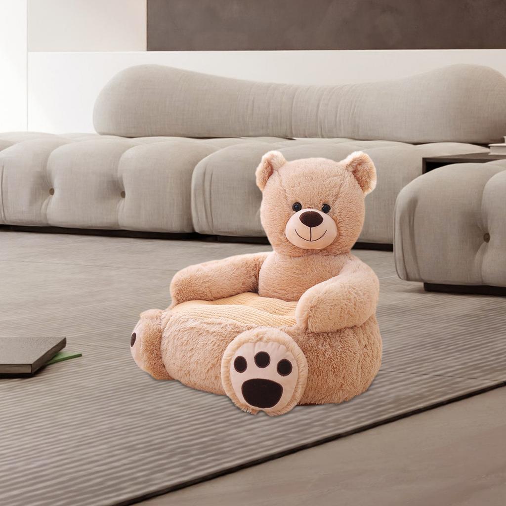 1x Children Baby Plush Cartoons Lazy Sofa Chair Multi-purpose Cute Bear Shape Armrest Chair for Home Cushion Learning Seat Decor