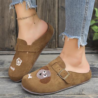 Женские плоские шлепанцы Универсальный однотонный ретро уличные сандалии Удобная дизайнерская обувь Шлепанцы с закрытым носком Слайды Женские