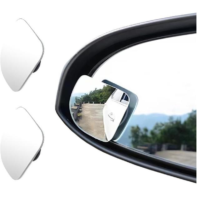 ZIMISI Fan-Shaped Blind Spot Car Mirror, 2" HD Glass Wide Angle Convex Mirror with Adjustable Stick, 360 Degree Frameless Rear View Mirrors for Car,