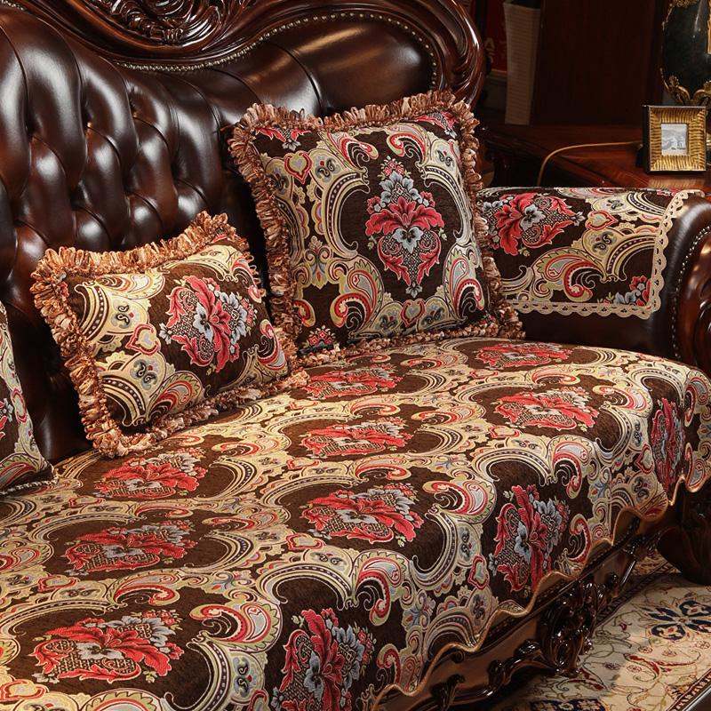 European Retro Sofa Cover Luxury High-end Embroidery Sofa Cover Antislip Furniture Protective Case Home Decor Jacquard Slipcover