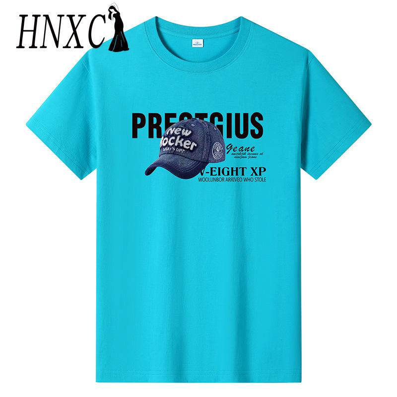 HNXC Хлопковая футболка с коротким рукавом, мужская модная свободная рубашка с половиной рукава, сострадательная рубашка с принтом