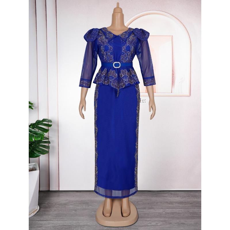 Плюс Размер Женская Мода Горячая Бриллиантовая Рождественская Вечеринка Поддельные Два Платья