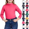 Girls Cute Tops Spring High Neck Solid Long Sleeve Round Neck Top Party Birthday School Sweaters