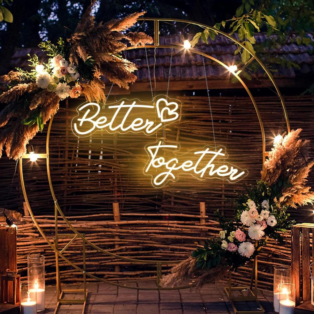 31-дюймовые большие неоновые вывески Better Together, неоновые огни Better Together для декора стен с регулировкой яркости, работающие от USB/батареи, светодиодные вывески с теплым белым светом