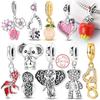 Шармы Медь Сияющая Любовь Медведь Слон Яблоко Вишня Роза Шармы Бусины Подходят для Оригинального Браслета Подвеска Женские Украшения