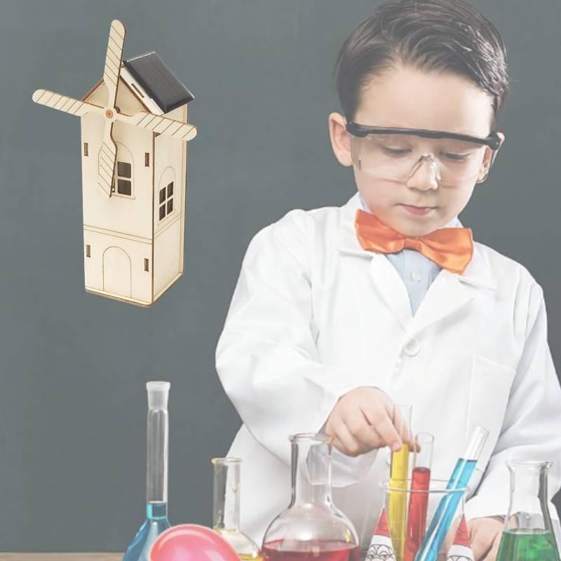 Деревянный дом-ветряк на солнечных батареях, набор для сборки DIY, для детей 7-14 лет, настраиваемая развивающая игрушка