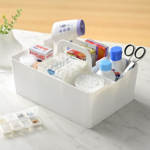 JEJ Astage Storage Box, Desk Tote, Stackable Desk Organizer, Made in Japan, White, 26cm W x 18.8cm D x 14.5cm H
