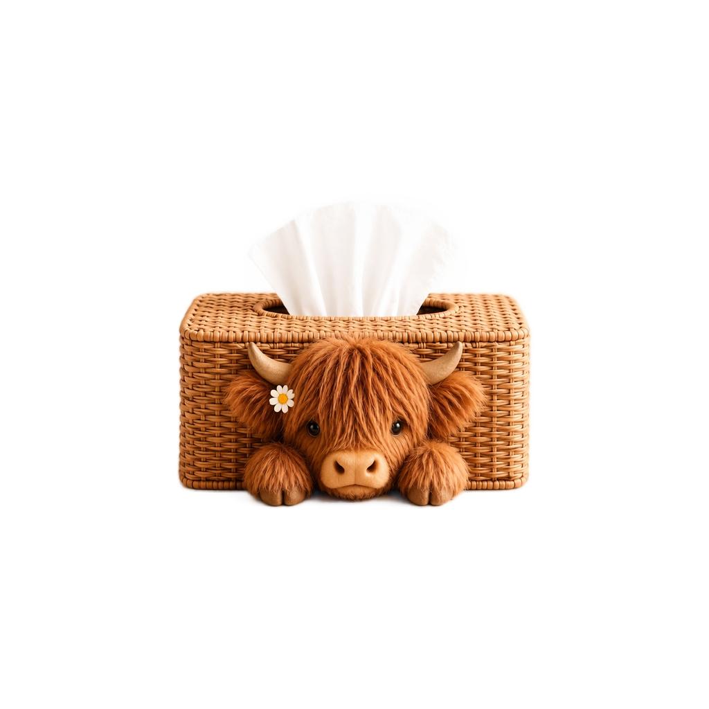Tissue Box Holder with Cow Pattern