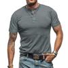 Summer European And American Men's Short Sleeved Men's Collarless T-shirt Solid Color Top