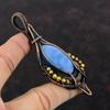 Кулон с Овайхи Блю Опалом, Кулон, обмотанный медной проволокой, Ювелирное изделие ручной работы в технике Wire Wrap, Кулон с настоящим драгоценным камнем, Подарок для мамы, Ювелирное изделие из античной меди