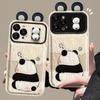 Подходит для Apple 15 Promax Чехол для мобильного телефона iPhone 14 Panda Doll Подвеска 13 Большое окно Флип Зеркало Xr