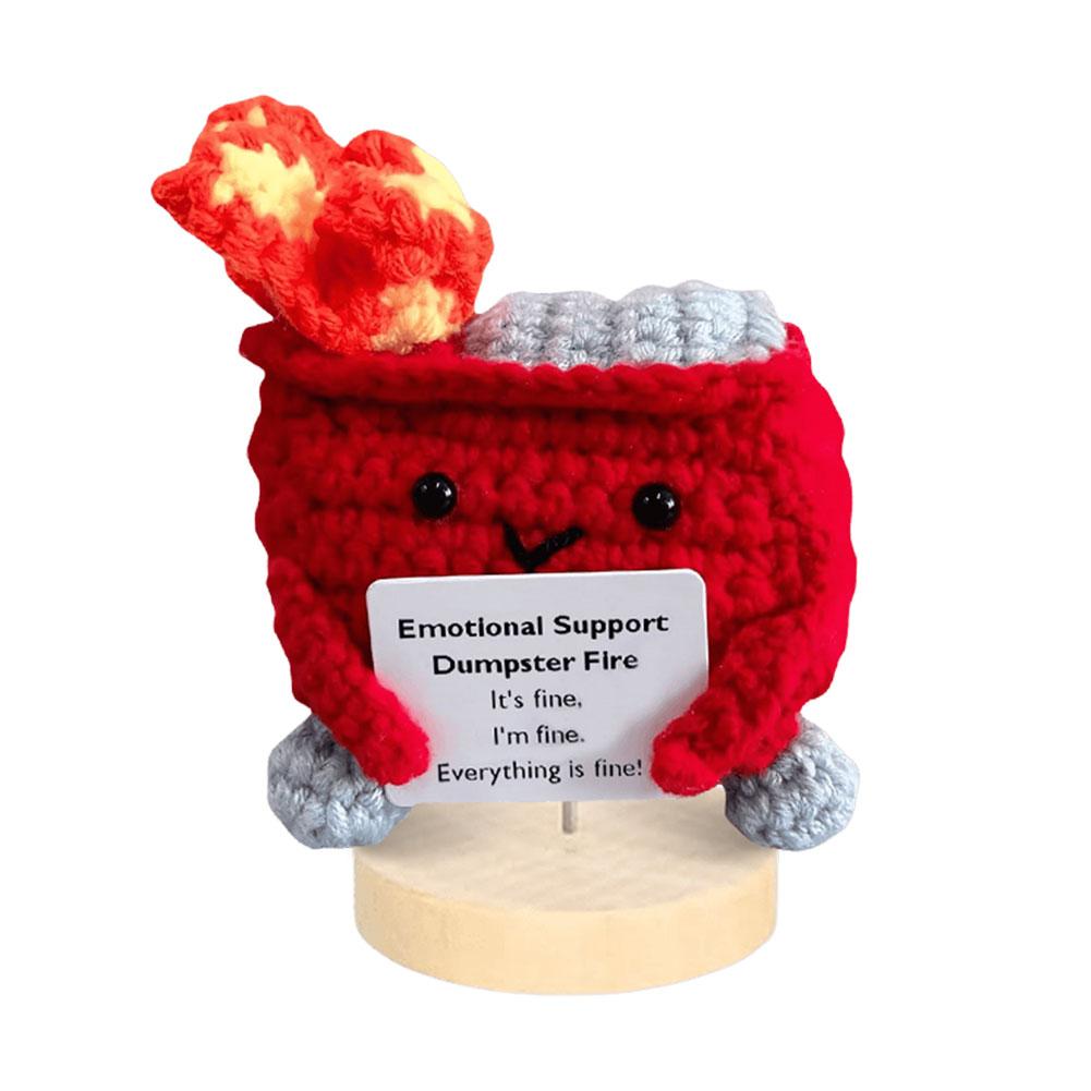 Emotional Support Dumpster Fire Cute Positive Crochet Dumpster Fire Crochet Trash Can Fire Funny Gifts for Friends Coworker