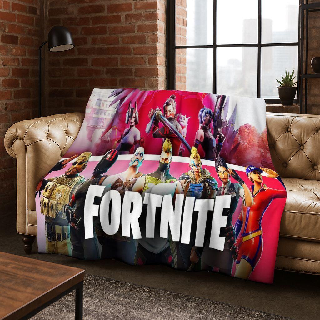3D F-Fortnite Game Cartoon Flannel Blanket Soft Warm Throw Blanket for Bed Bedroom Room Living Room Travel Camping Kids Gift