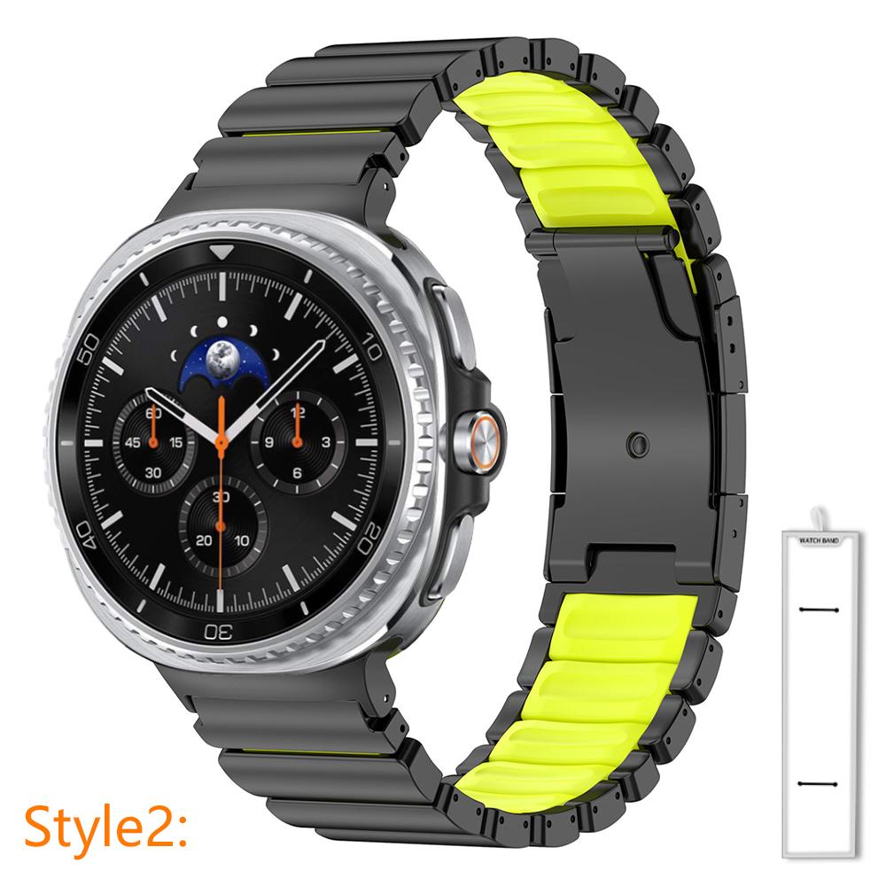 Титановый ремешок для Samsung Galaxy Watch 8 Classic 46мм 8 40мм 44мм Мягкий резиновый металлический ремешок для Galaxy Watch Ultra 2025 47мм 2024