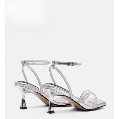 Мода 2025 Лето Женские Сандалии Новые Сандалии с Открытым Носком на Высоком Каблуке с Пряжкой Простые Элегантные Туфли-Лодочки на Каблуке-Шпильке