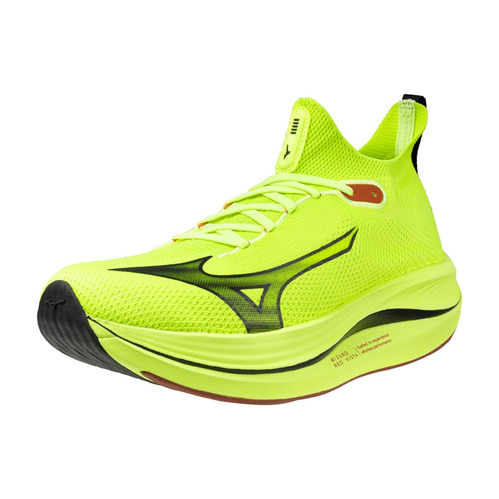 Mizuno Кроссовки для бега NEO VISTA, Бег трусцой, Марафон, Тренировки, Спорт, Легкие, Упругие, Толстая подошва, Желто-лаймовый x Черный x Красный, Размер 24,5 см, 2E