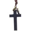 Metal Tags Wood Cross Necklace Religious Crucifix Pendant Chain Handmade Cross Necklace  Christian
