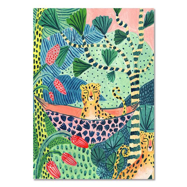 Tropical Colorful Girl Car Flower Koala Leopard Wall Art Canvas Painting Posters And Prints Wall Pictures For Living Room Decor No Frame