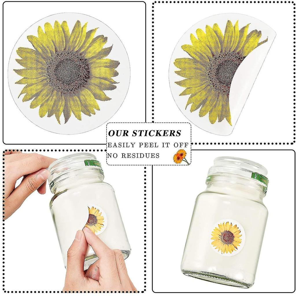 1000pcs 1" Sunflower Stickers, Summer Sunflower Labels With 8 Sunflower Patterns Adhesive Sunflower