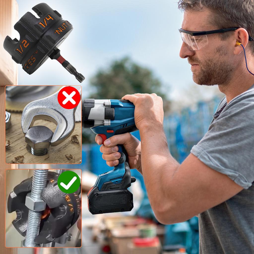 Nut Zipper Drill Attachment For Fast Nut And Bolt Removal, Hex Shank Nut Driver For 1/4in, 3/8in, And 1/2in Threaded Rods