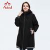 Trench Coat Women Spring Long Plus Size Zipper Jacket Back Print Pattern Windbreaker for Casual