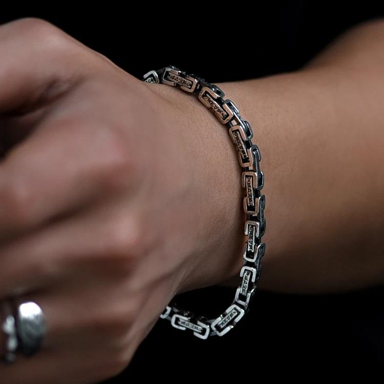 Hanfeng Дракон узор шесть символов мантра кольцо воротник браслет мужской тренд ретро хипстер хип-хоп личность мужской простой