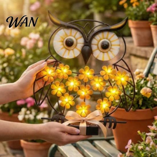 Outdoor Solar Wall Decoration Owl Light Butterfly Garden Decorative Metal Decor Waterproof IP65 Artistic Lights with Upgraded Panels and LED Lighting