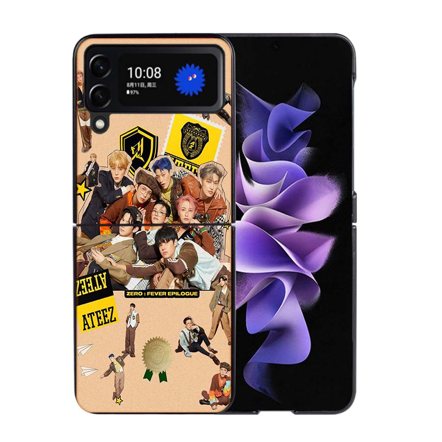 K-KPOP A-ATEEZ Чехол Case Для Samsung Galaxy Z Flip 7 6 Flip4 Flip5 Zflip3 Черный Жесткий Поликарбонатный Корпус Телефона Защитная Крышка
