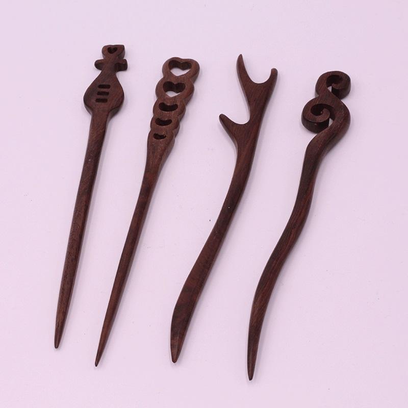 Hair Clasp Ladies Gift Wooden Vintage Ebony Accessories Guajacwood Hairpin