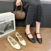 Low-heeled Retro Word with Light Mouth Single Shoes Women's 2025 New Spring and Autumn Flat Bottom Square Head Versatile Mary Jane Small Leather Shoes