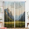 2pcs 2D Flat Printing Party Curtains Mountain Valley Bible Verse 100% Polyester Without Electricity All Season Party & Holiday