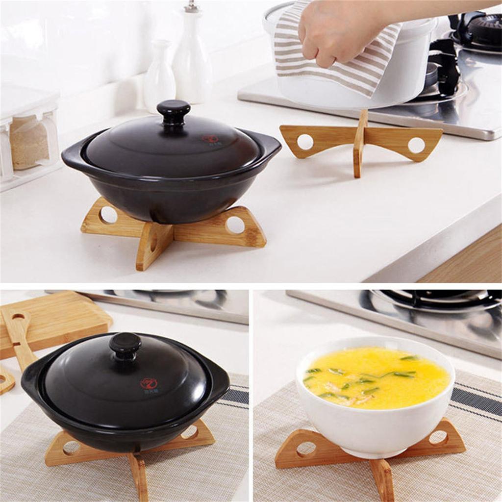 Kitchen Cross Tray Holder - Wooden Removable Table Mat - Placemat Detachable - Kitchen Pan Pot - -Heat Steam Table Mat