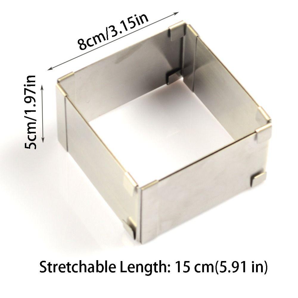 Square Adjustable Cake Mold DIY Non-stick Stainless Steel Baking Mould Stretchable Rust-proof Dessert Baking Mould Pastry