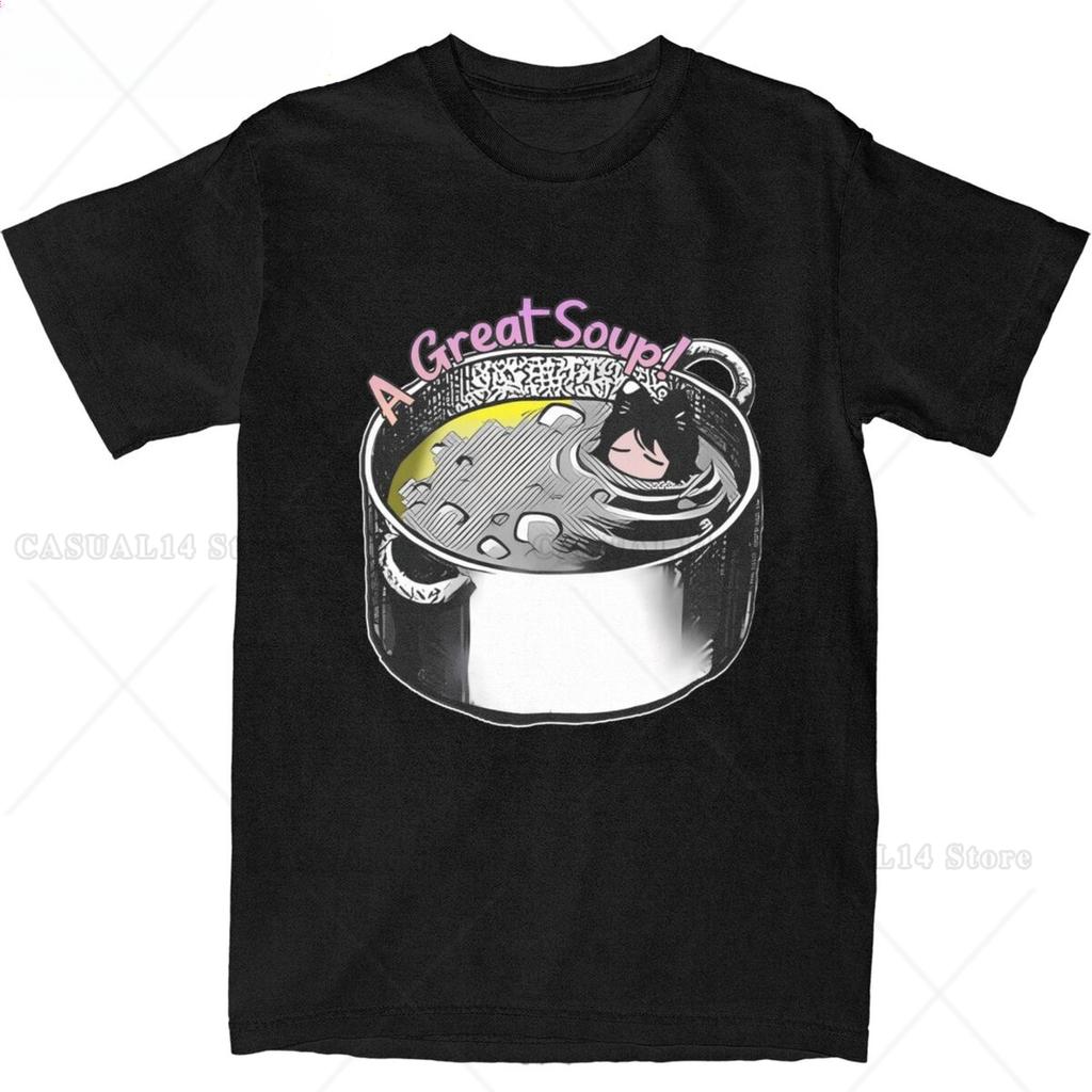 Harajuku Dungeon Meshi Catgirl Soup T-Shirt Men Cotton Short Sleeve Delicious in Dungeon Round