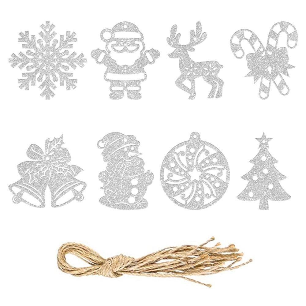 24pcs Creative Christmas Decoration Tags Silver Hanging Ornament Christmas Tree Pendant New Year