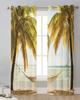 Sunset Beach Palm Tree Sheer Curtains for Living Room Decoration Window Curtains for Kitchen Tulle Voile Organza Curtains
