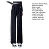 Women Pants High Waist Straight Wide Leg Trousers with Pockets Button Zipper Fly Solid Color Loose Fit Suit Pants Work Wear