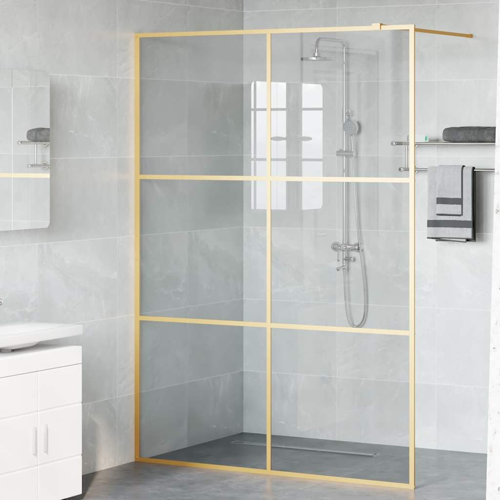 Walk in Shower Screen Gold 140 x 195 cm Tempered Glass