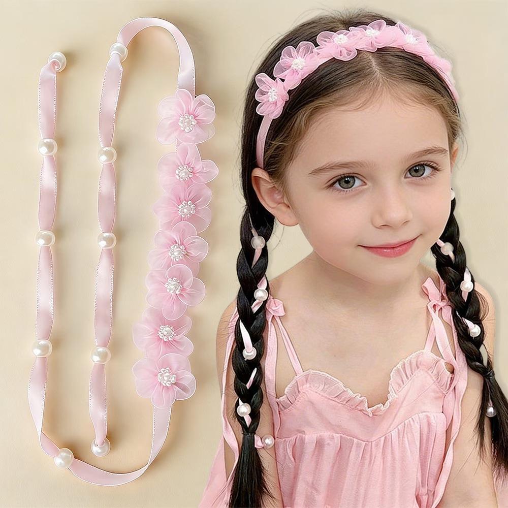 Boho Style Braided Hair Ribbon Organza Lace Hair Accessories Cute Girls Hair Headband  Dress Up