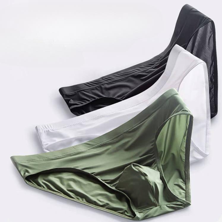 Men's Ice Silk Seamless Briefs Sexy Mid-waist Soft Men's Underwear Candy Color Underwear XL-4XL