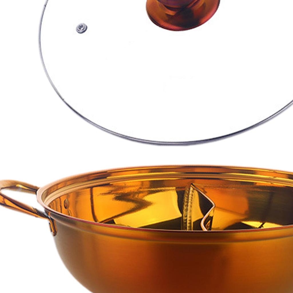 Hot Pot with Divider Soup Pot Multifunctional Divider Pot Stainless Steel Hot Pot Shabu Shabu Hot Pot for Party Family Gathering