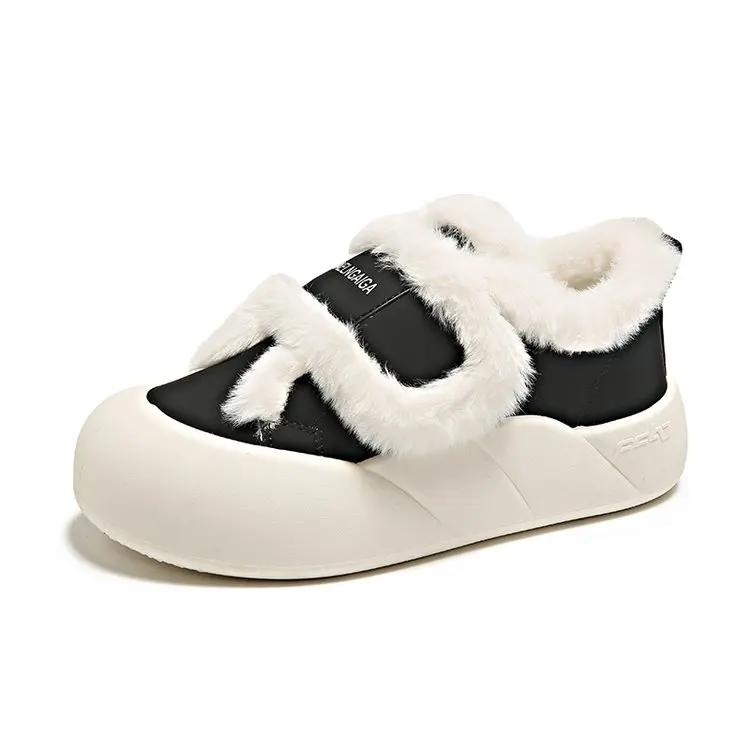 Обувь женская 2024 тренд зимние плюшевые зимние сапоги для женщин толстая хлопковая обувь для универсального и теплого образа дизайнерские сапоги